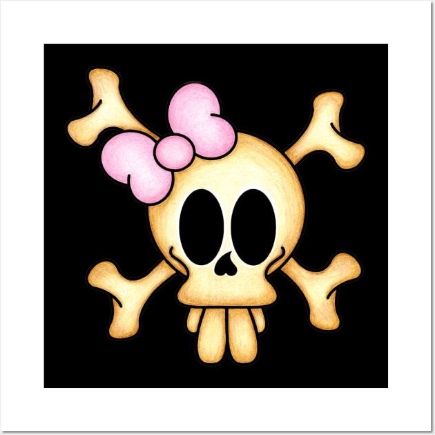 Skull and cross bones female Wall Art by OrneryDevilDesign